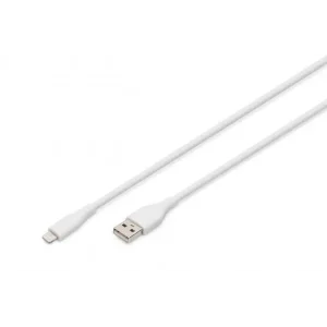 Кабель DIGITUS USB-A > Lightning заряджання/синхронізації, USB 2.0, 12W, силіконовий, 2м, білий (AK-600108-020-W) UA