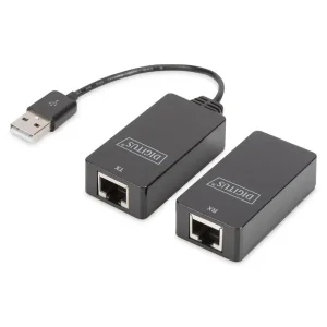 Подовжувач DIGITUS USB, USB1.1, для використання з кабелем Cat5/5e/6 UTP, STP або SFT, до 45 м, чорний (DA-70139-2) UA
