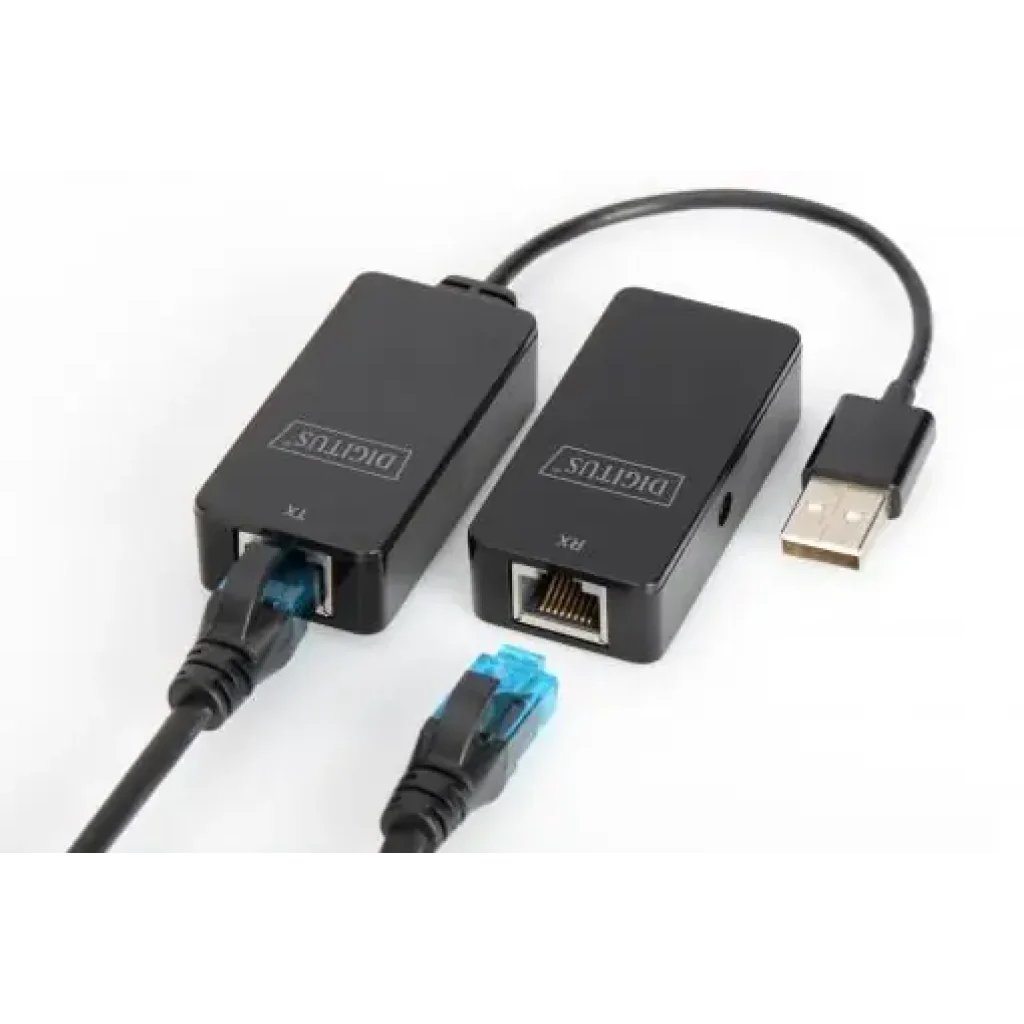 Подовжувач DIGITUS USB, USB 2.0, для використання з кабелем Cat5/5e/6 UTP, STP або SFT, до 50 м, чорний (DA-70141) UA