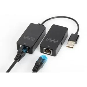 Подовжувач DIGITUS USB, USB 2.0, для використання з кабелем Cat5/5e/6 UTP, STP або SFT, до 50 м, чорний (DA-70141) UA