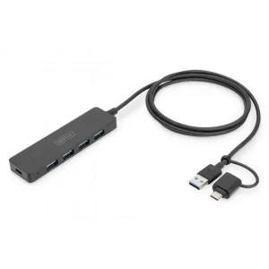 Хаб DIGITUS USB-A/C > 4хUSB-А, 1,2 м, активний (опція) (DA-70236) UA