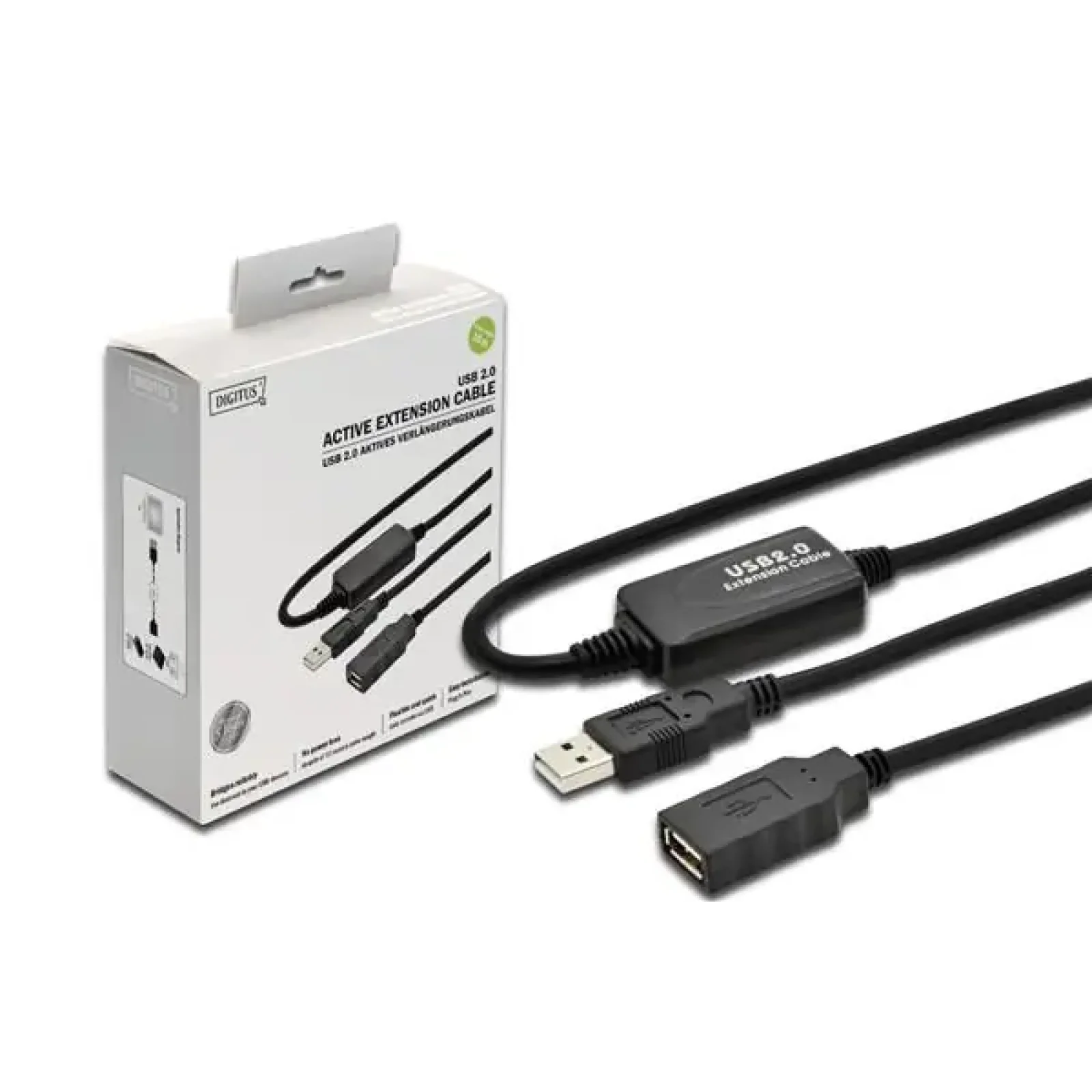 Кабель DIGITUS USB-A (M/F) заряджання/синхронізації, 10м, активний, чорний (DA-73100-1) UA