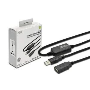 Кабель DIGITUS USB-A (M/F) заряджання/синхронізації, 10м, активний, чорний (DA-73100-1) UA