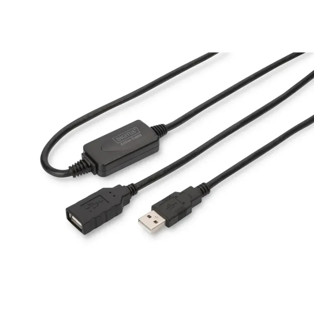 Подовжувач DIGITUS USB 2.0 Active Cable, A/M-A/F, 15м, чорний (DA-73101) UA