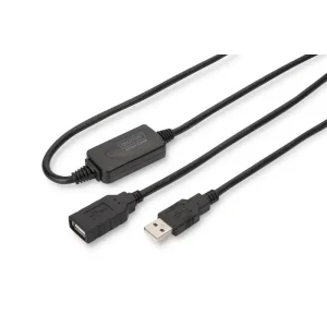 Подовжувач DIGITUS USB 2.0 Active Cable, A/M-A/F, 15м, чорний (DA-73101) UA