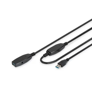 Подовжувач DIGITUS USB 3.0 Active Cable, A/M-A/F, 15м, чорний (DA-73106) UA