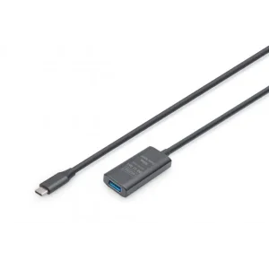 Подовжувач DIGITUS USB 3.2 Gen1 Active Cable 5G, C/M-A/F, 5м, чорний (DA-73110) UA