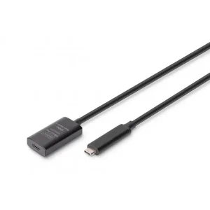 Подовжувач DIGITUS USB 3.2 Gen2 Active Cable 10G, C/M-C/F, 5м, чорний (DA-73112) UA