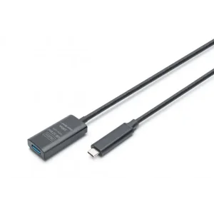 Подовжувач DIGITUS USB 3.2 Gen2 Active Cable 10G, C/M-A/F, 5м, чорний (DA-73113) UA