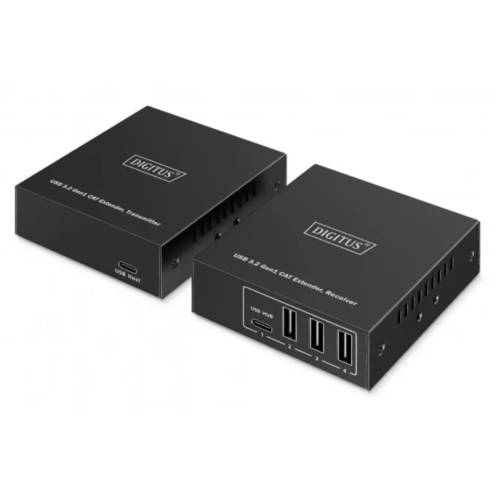 Подовжувач DIGITUS USB 3.2 Gen1, для використання з кабелем Cat6A, до 100 м, 3 х USB-A, 1 x USB-C, Black (DA-73121) UA