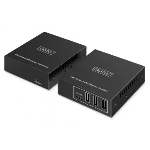 Подовжувач DIGITUS USB 3.2 Gen1, для використання з кабелем Cat6A, до 100 м, 3 х USB-A, 1 x USB-C, Black (DA-73121) UA
