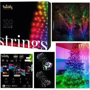 Smart LED Гірлянда Twinkly Strings RGB 100, Gen II, IP44, довжина 8м, кабель чорний, TWS100STP-BEU UA