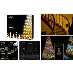 Smart LED Гірлянда Twinkly Strings AWW 250, Gen II, IP44, довжина 20м, кабель чорний, TWS250GOP-BEU UA