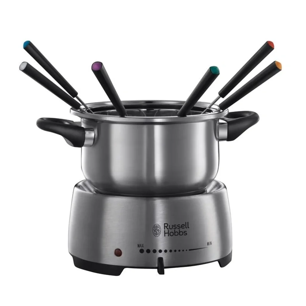 Електричне фондю Russell Hobbs Fiesta, ємність 2 л, 1200 Вт, 6 виделок в комплекті, нерж. сталь, сірий, 22560-56 UA