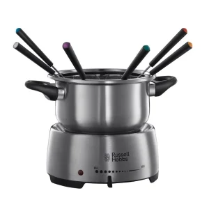 Електричне фондю Russell Hobbs Fiesta, ємність 2 л, 1200 Вт, 6 виделок в комплекті, нерж. сталь, сірий, 22560-56 UA