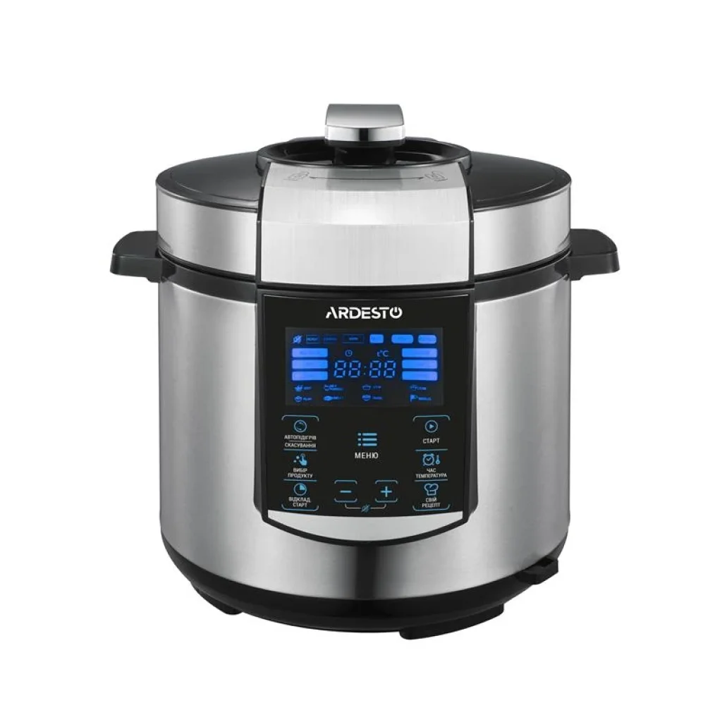 Мультиварка-скороварка Ardesto MPC-P226, 900Вт, чаша-6л, електр. керування , книга рецептів, нерж. сталь+пластик, срібляста UA