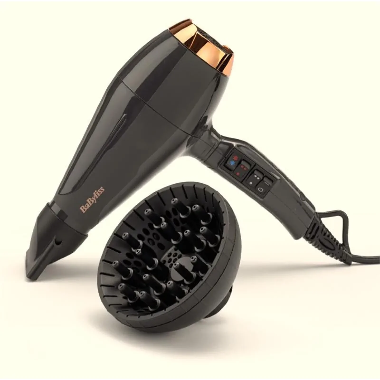 Фен Babyliss Air Pro, 2200Вт, 2 режими, дифузор, іоніз-я, хол. обдув, чорний, 6719DE UA