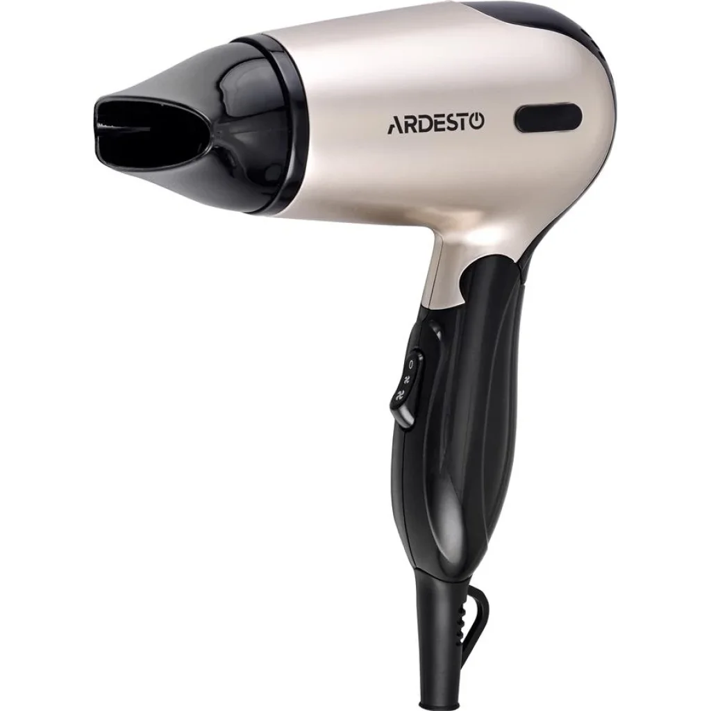 Фен Ardesto Gemini HD-503T дорожній, 1200 Вт, складана ручка, 2 швидкості, 2 темпер. режими, золотисто-чорний UA