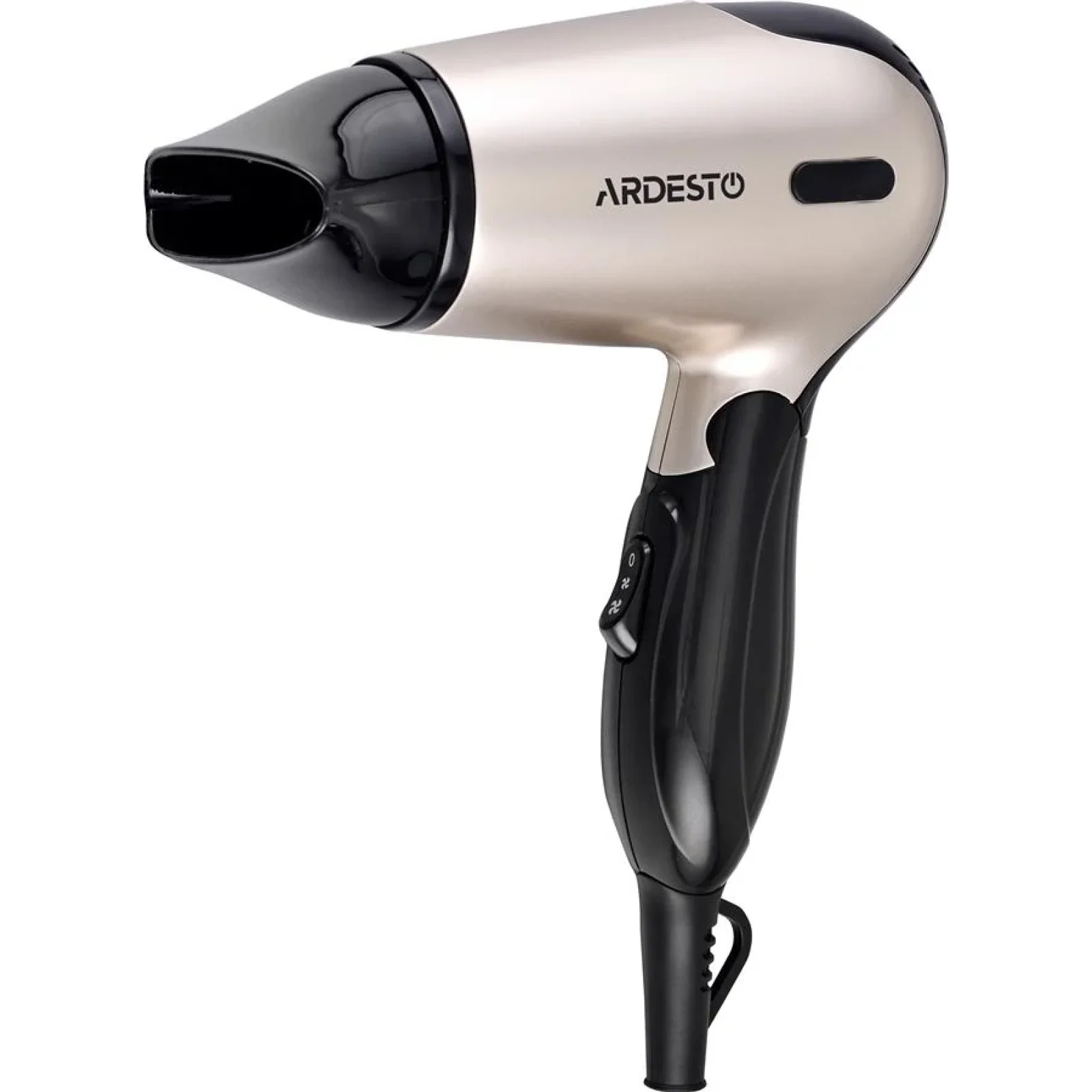 Фен Ardesto Gemini HD-503T дорожній, 1200 Вт, складана ручка, 2 швидкості, 2 темпер. режими, золотисто-чорний UA