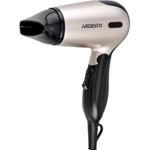 Фен Ardesto Gemini HD-503T дорожній, 1200 Вт, складана ручка, 2 швидкості, 2 темпер. режими, золотисто-чорний UA