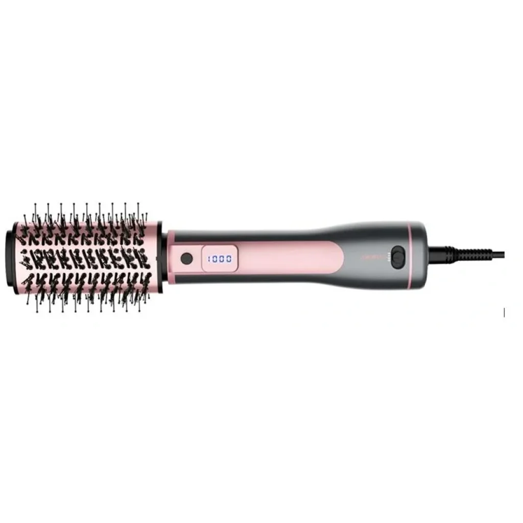 Фен-щітка Ardesto Brush Pink Touch, 1200Вт, 2 швидкості, 2 темп. режими, LED-дисплей, функція іонізації , 4 насадки, сірий+ рожевий, HD-CR300PT UA