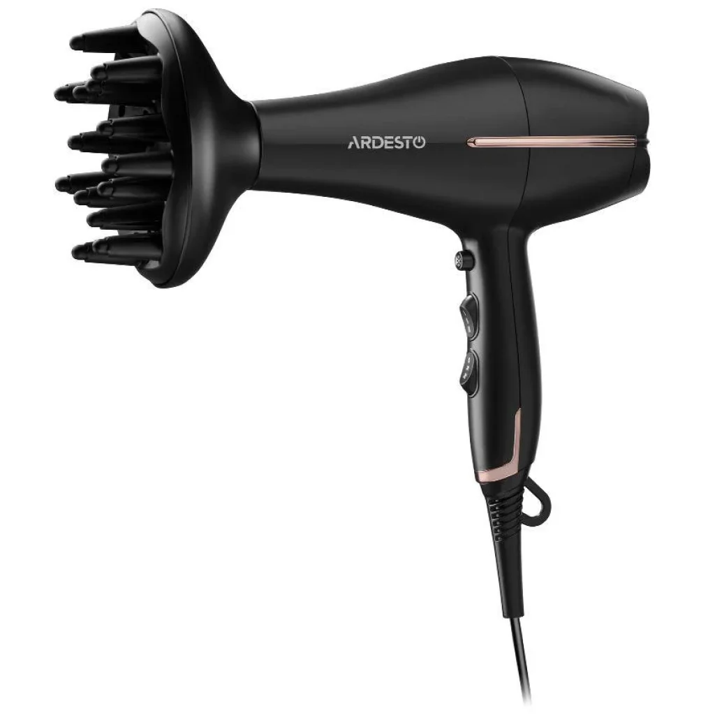Фен Ardesto HD-Y220PRO/1850-2200Вт/2 швидкості/ 3 темп.режими/дифузор/чорний+золото UA