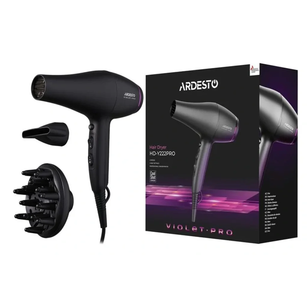 Фен Ardesto HD-Y222PRO / 1850-2200Вт/2 швидкості/ 3 темп.режими/дифузор/чорний UA