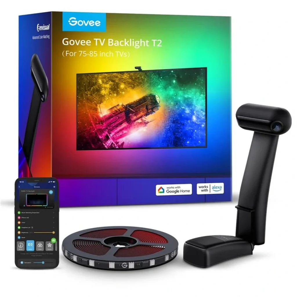 Набір адаптивного підсвічування Govee H605C Envisual TV Backlight T2 with Dual Cameras 75-85' RGB Чорний, H605C312 UA