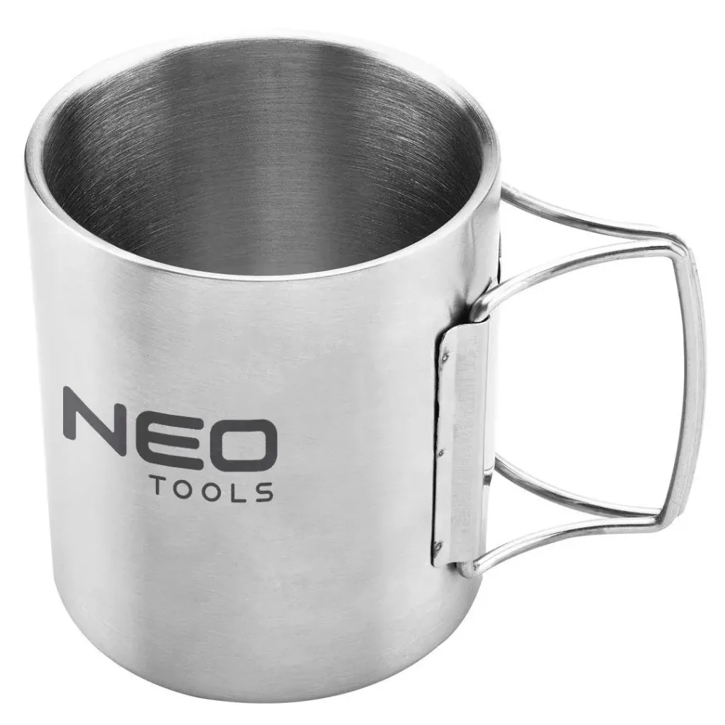 Кухоль туристичний Neo Tools, 320мл, складане руків'я, нержавіюча сталь, чохол, 0.15кг (63-150) UA