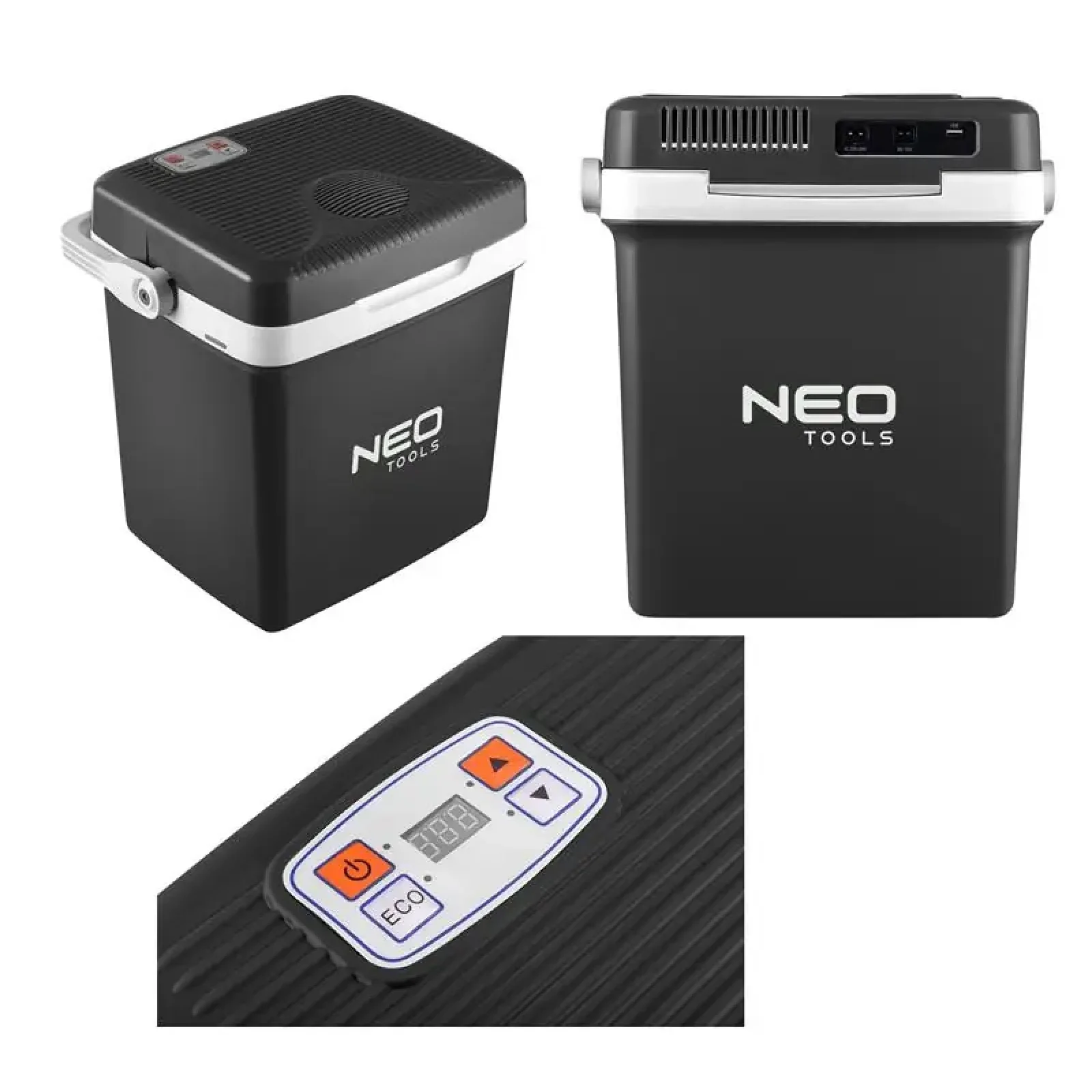 Холодильник мобільний Neo Tools, 2в1, 26л, 230/12В, підігрів 55Вт, охолодження 60Вт, електронна панель, USB-порт, 3.8кг (63-152) UA