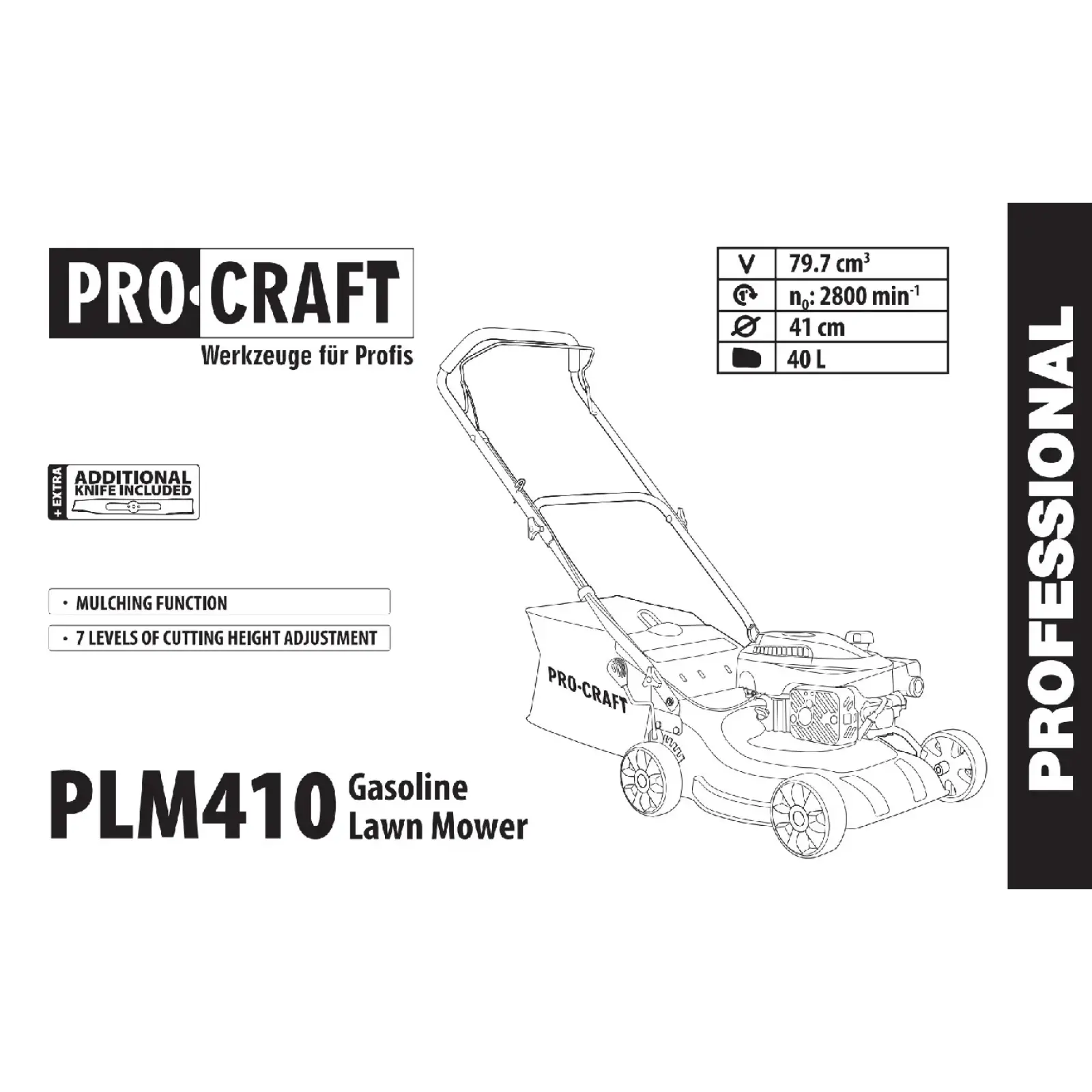 Газонокосарка бензинова Procraft PLM410 UA