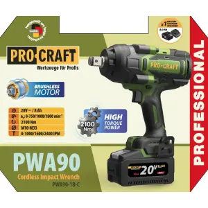 Акумуляторний гайковерт Procraft PWA90 Кейс (з 1 АКБ та ЗП) (PWA90_1b) UA