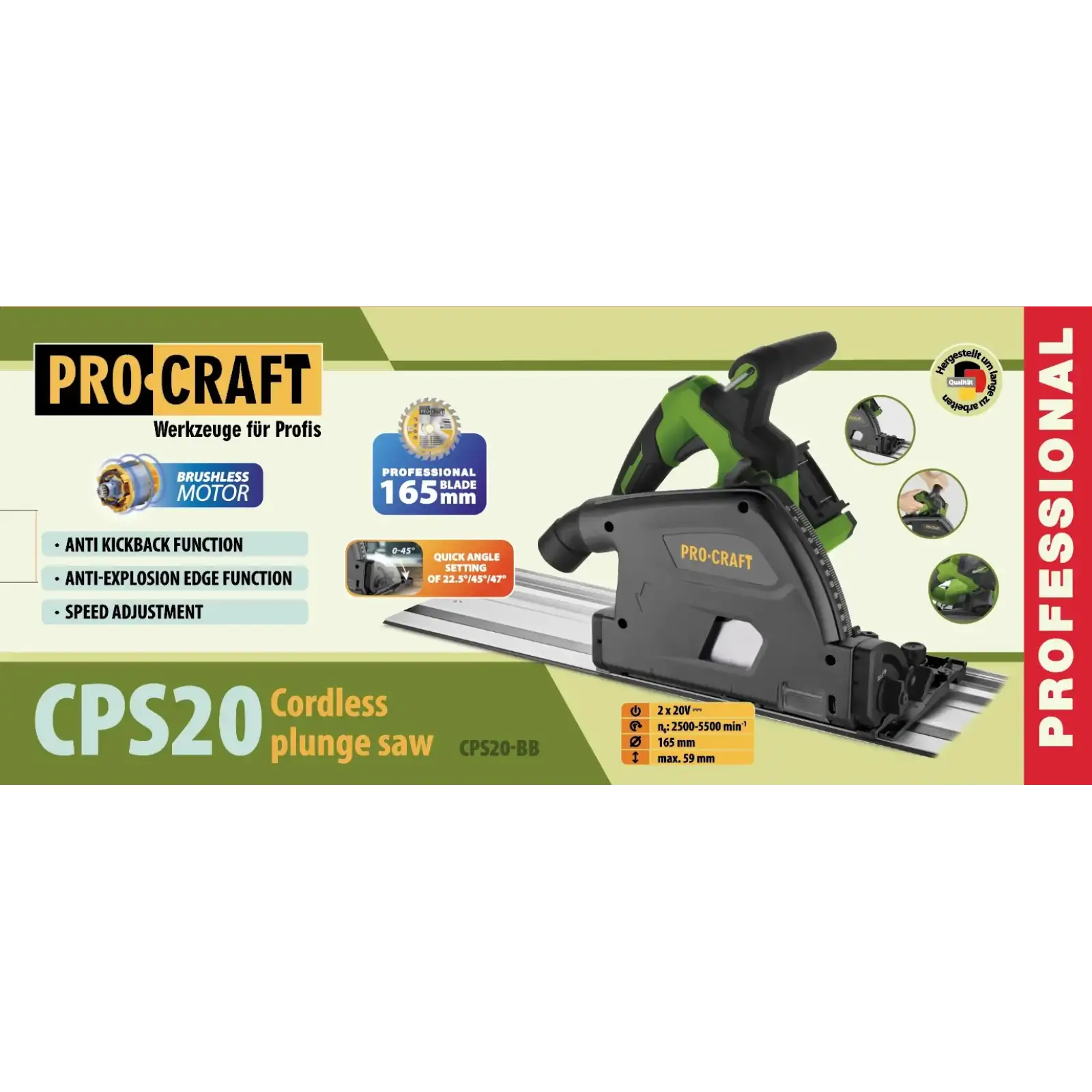 Акумуляторна занурювальна пила Procraft CPS20 (без акб та зп) (CPS20_bb) UA
