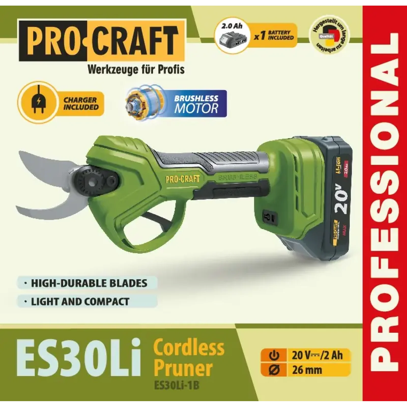 Акумуляторний секатор Procraft ES30Li (з 1 акб) (ES30Li_1akb) UA