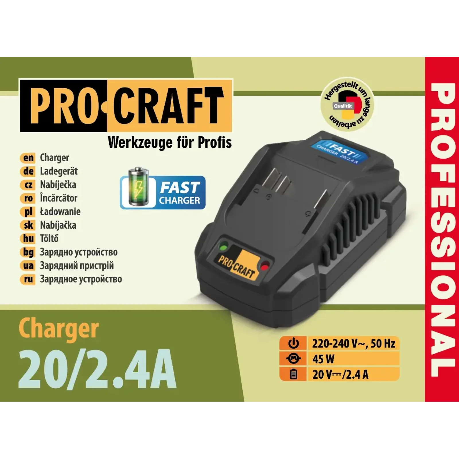 Зарядний пристрій Procraft Charger20/2.4 А (Charger20/24А) UA