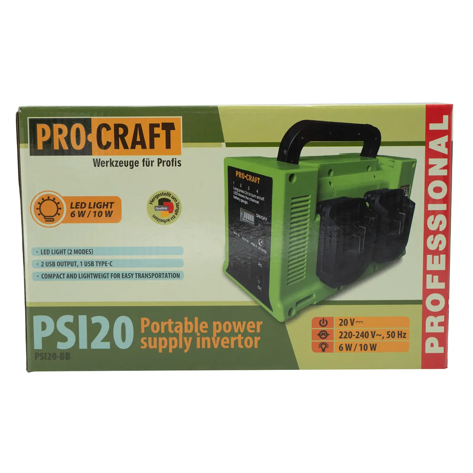 Акумуляторний інвертор напруги Procraft PSI20 UA
