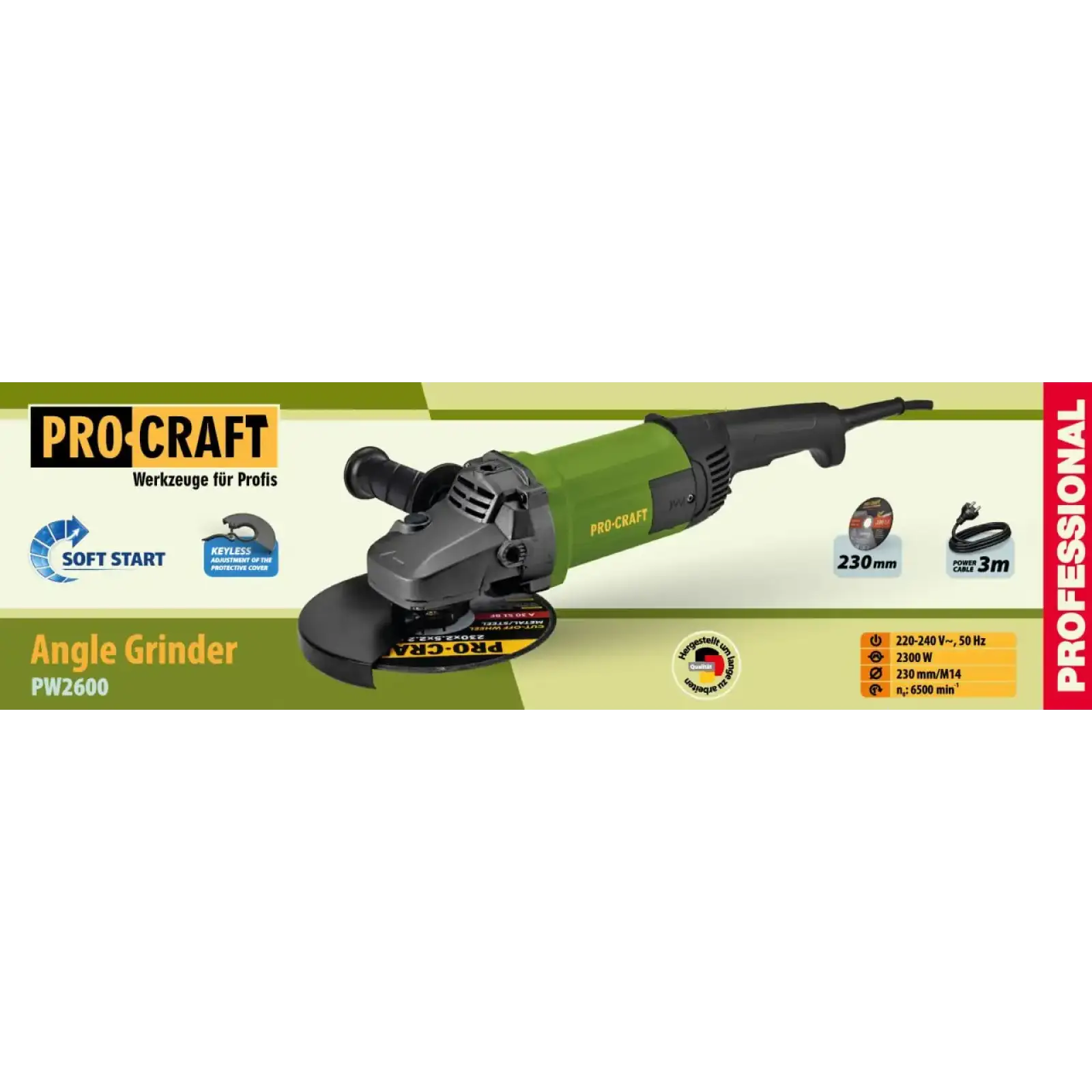 Кутошліфувальна машина Procraft PW2600 UA