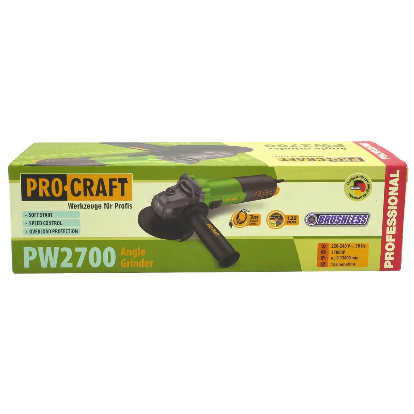 Кутошліфувальна машина безщіткова Procraft PW2350 125 мм UA
