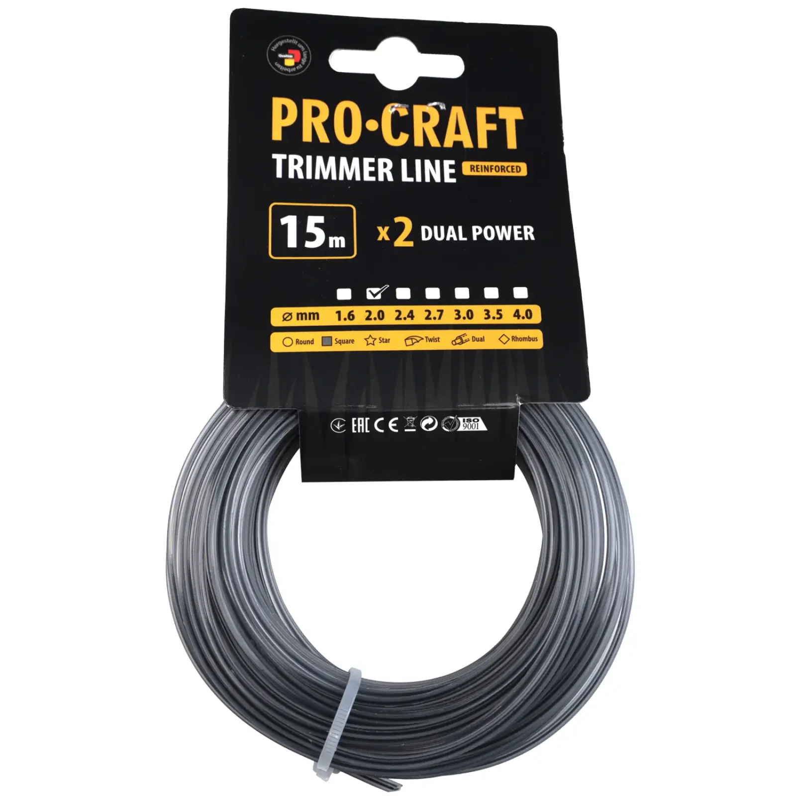 Волосінь з жилою квадрат Procraft 2мм 15м (liska_jila_squar_2) UA