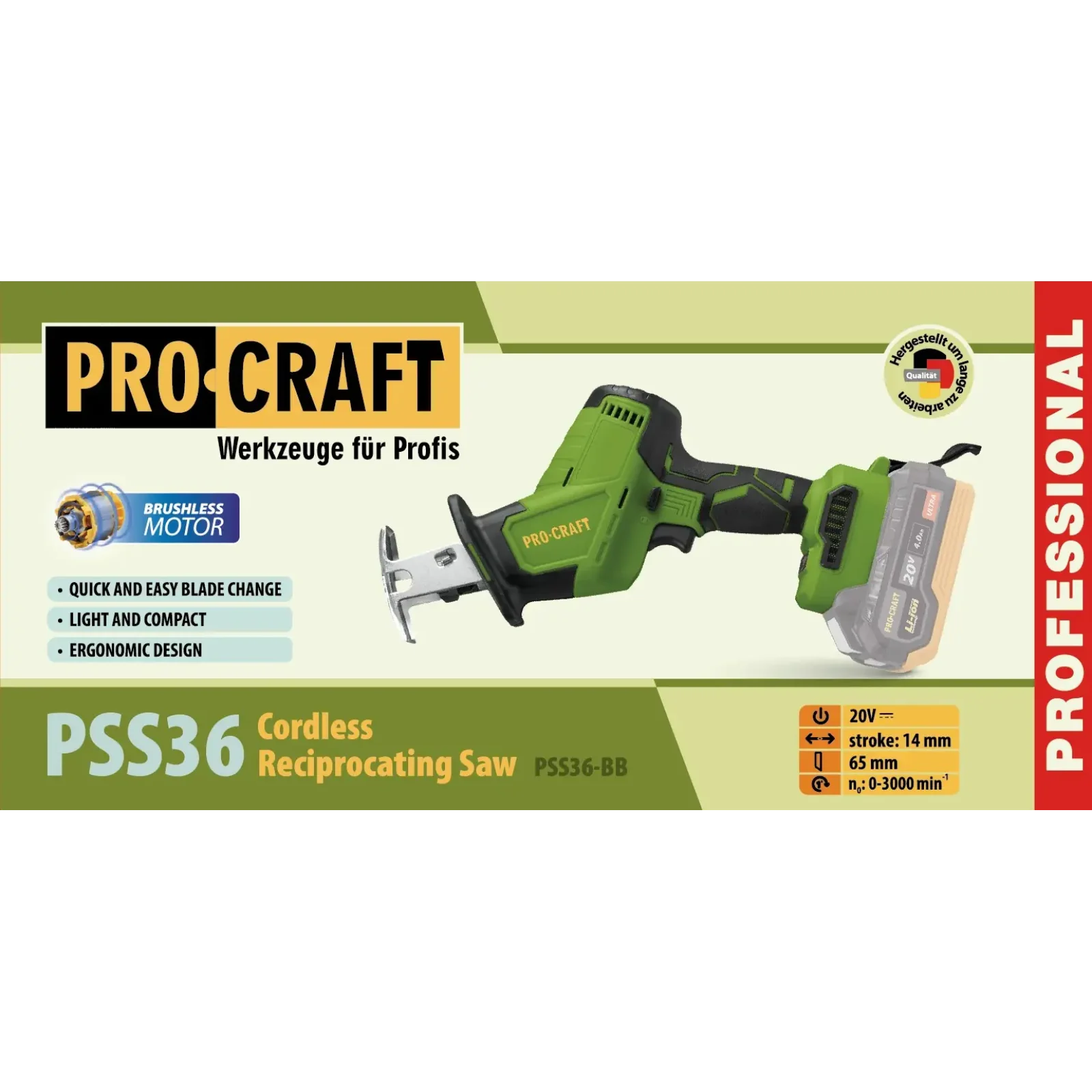 Акумуляторна шабельна пила Procraft PSS36 (без акб та зп) UA