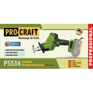 Акумуляторна шабельна пила Procraft PSS36 (без акб та зп) UA