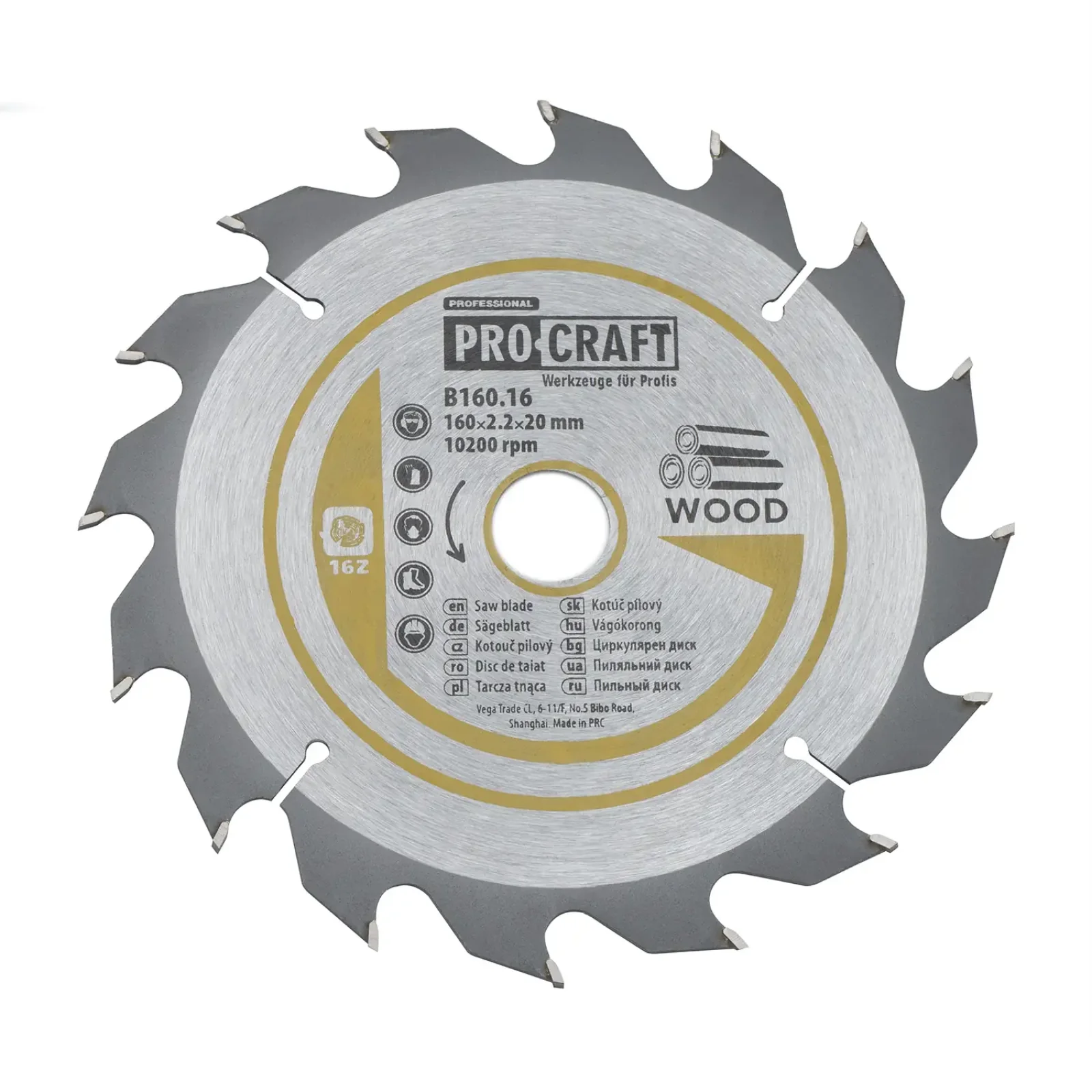 Пиляльний диск Procraft B160.16 16T (по дереву) (B160_16) UA