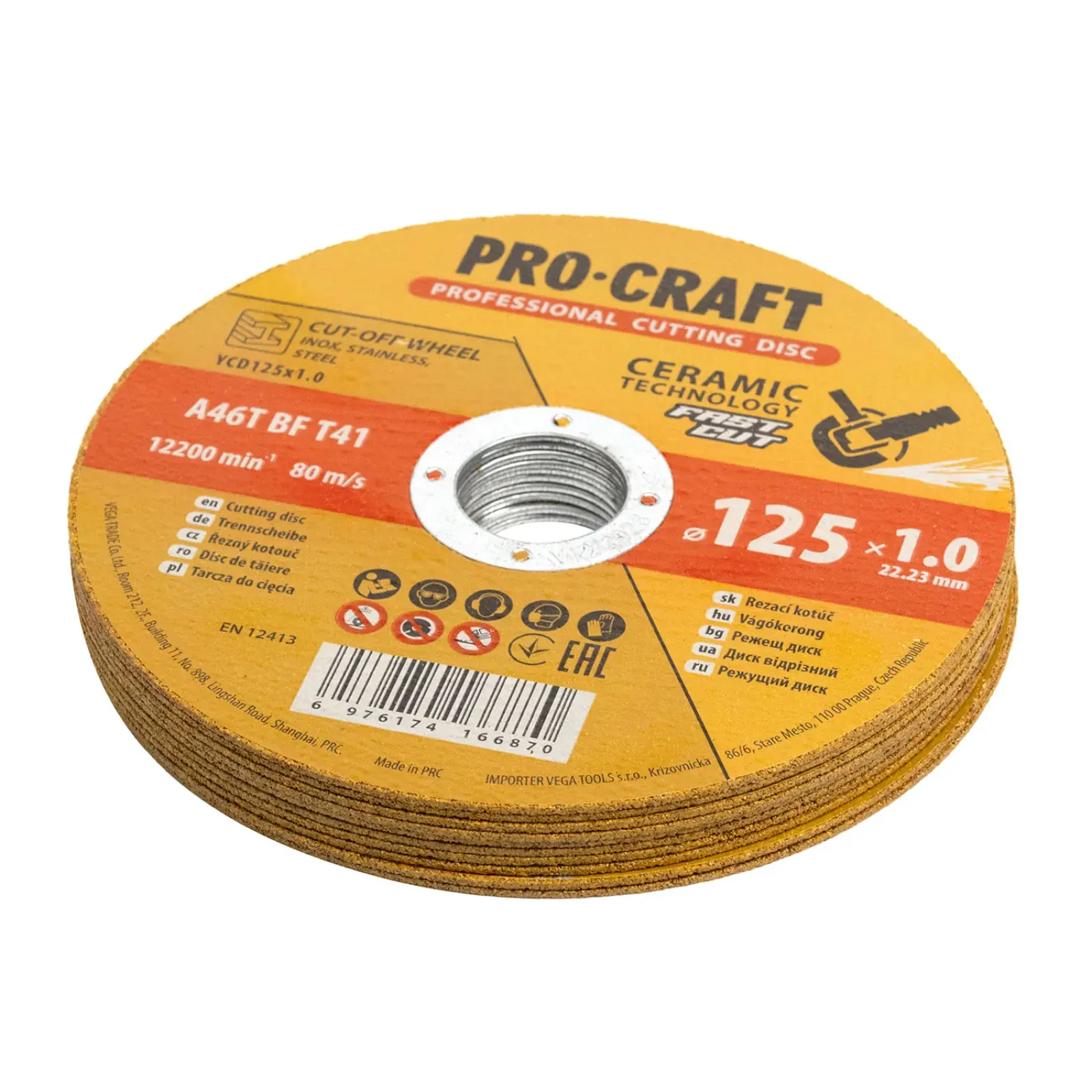 Диск відрізний керамічний Procraft YCD125x1.0b 125 мм 1,0 мм 22,2 мм 10 шт/уп (YCD125x1_0b) UA