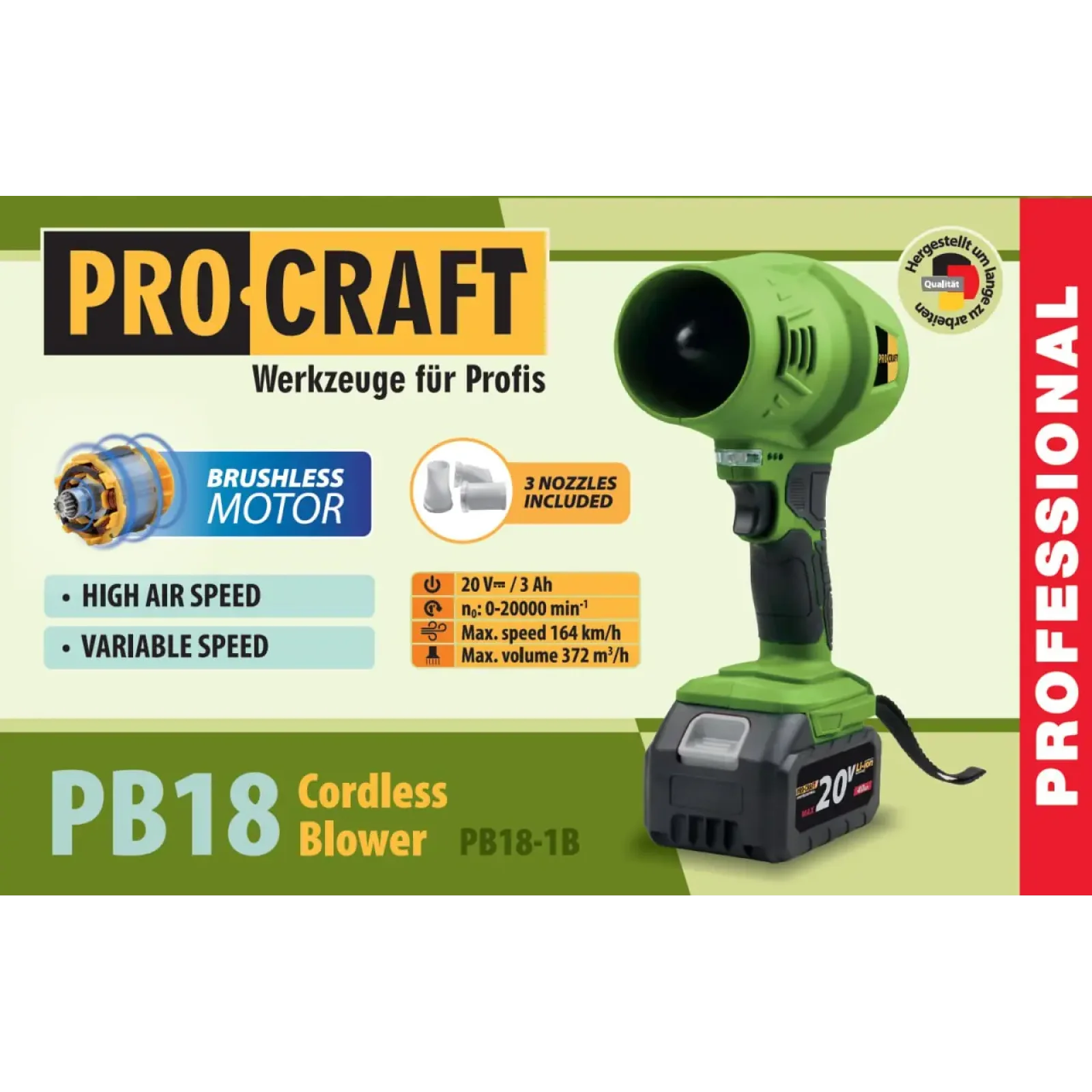 Акумуляторна повітродувка Procraft PB18 (1 АКБ та зп) (PB18_1b) UA