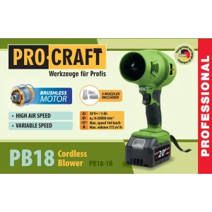 Акумуляторна повітродувка Procraft PB18 (1 АКБ та зп) (PB18_1b) UA