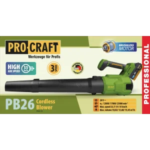 Акумуляторна повітродувка Procraft PB26 (1 АКБ та зп) (PB26_1B) UA