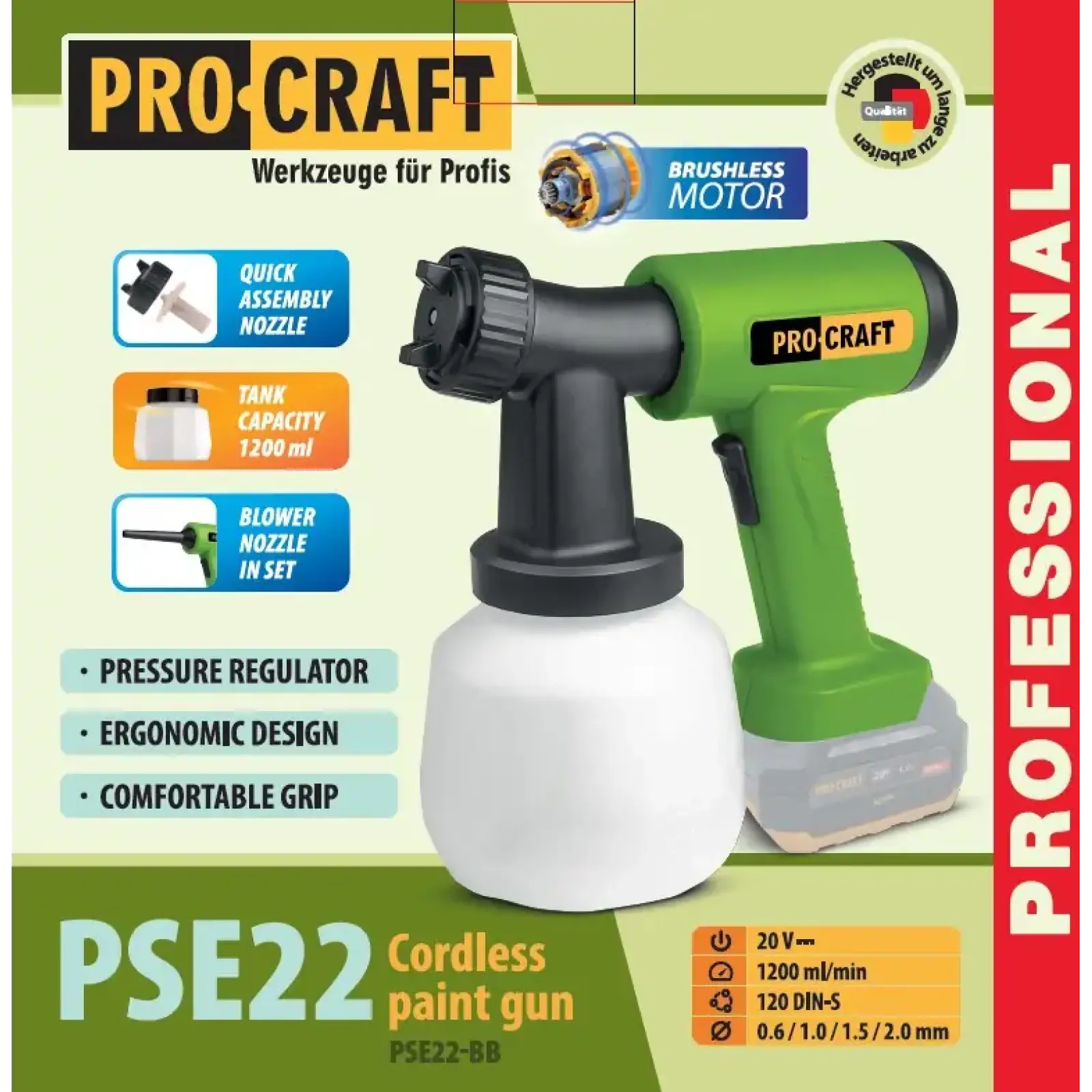 Акумуляторний фарбопульт та повітродувка Procraft PSE22 (без акб та зп) (PSE22_bb) UA