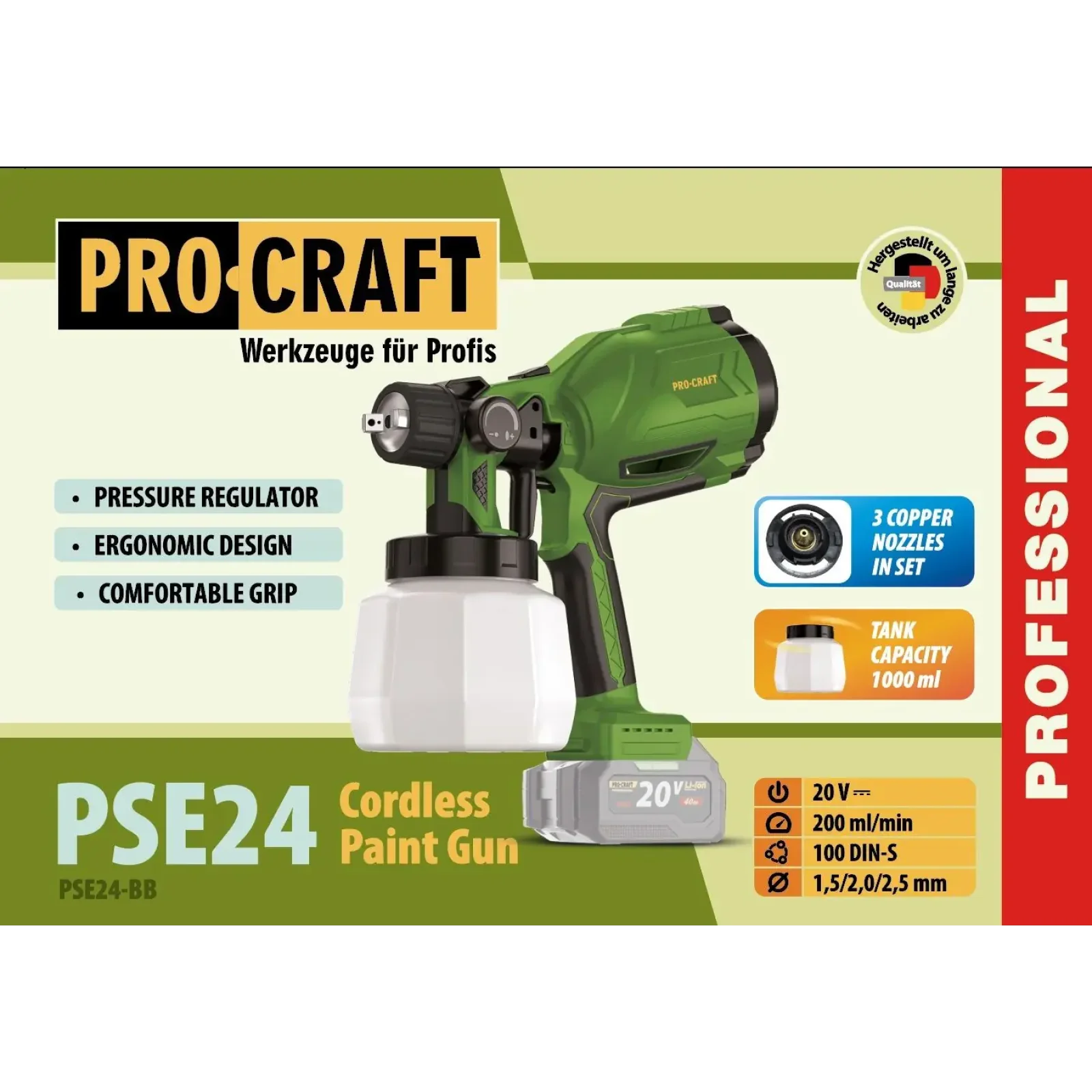 Акумуляторний фарбопульт Procraft PSE24 (без акб та зп) (PSE24_BB) UA