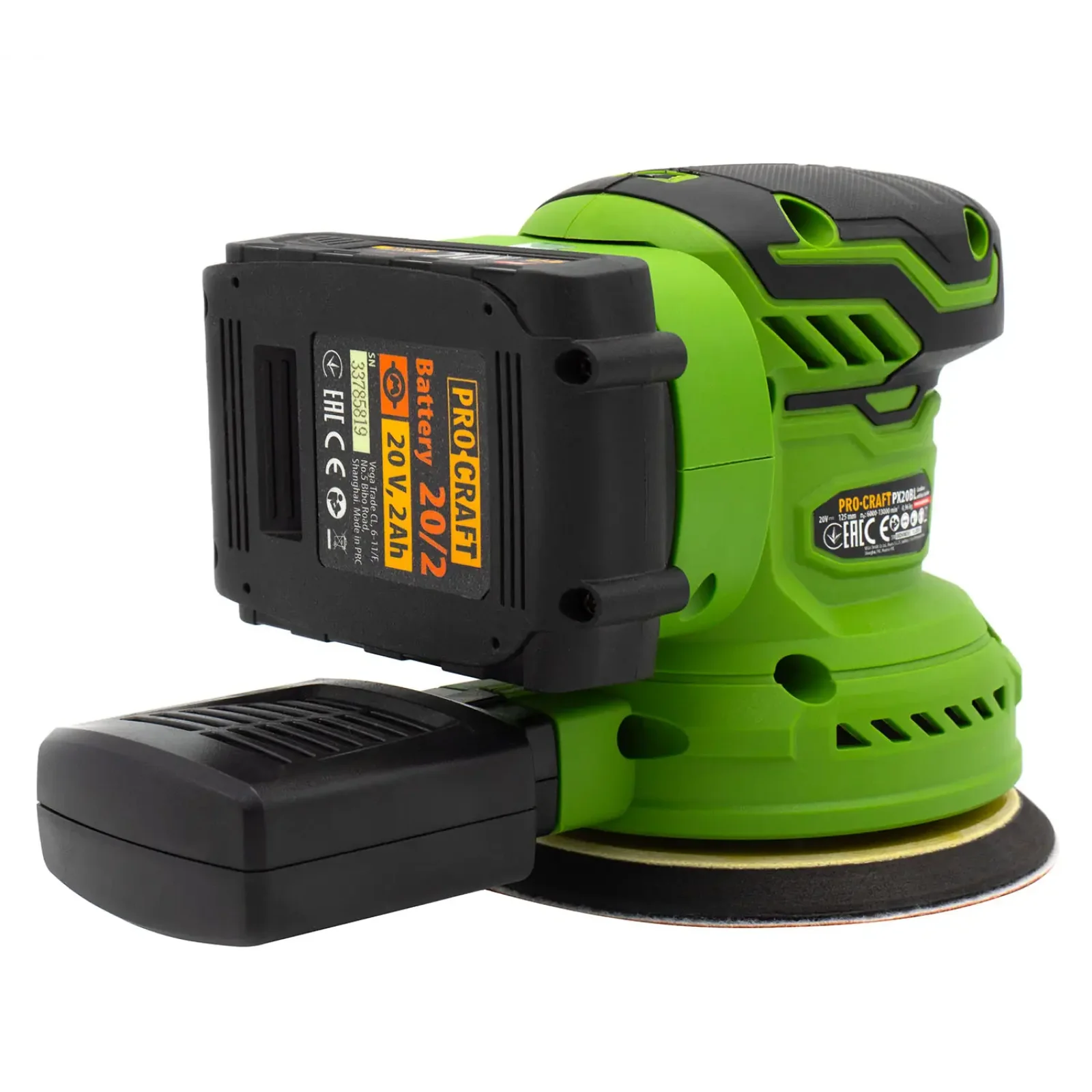 Акумуляторна ексцентрикова шліфмашина Procraft PX20BL (без акб та зп) UA