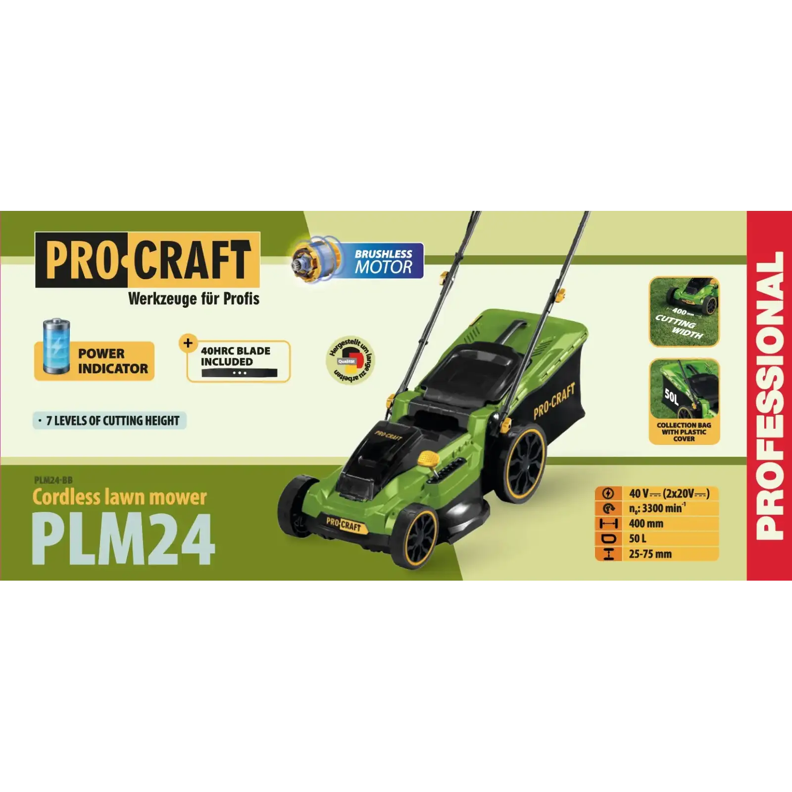 Акумуляторна газонокосарка Procraft PLM24 (без АКБ та ЗП) (PLM24_bb) UA